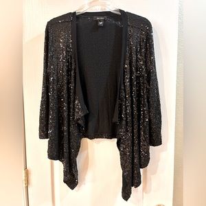 Karen Kane black all over sequin open front jacket
